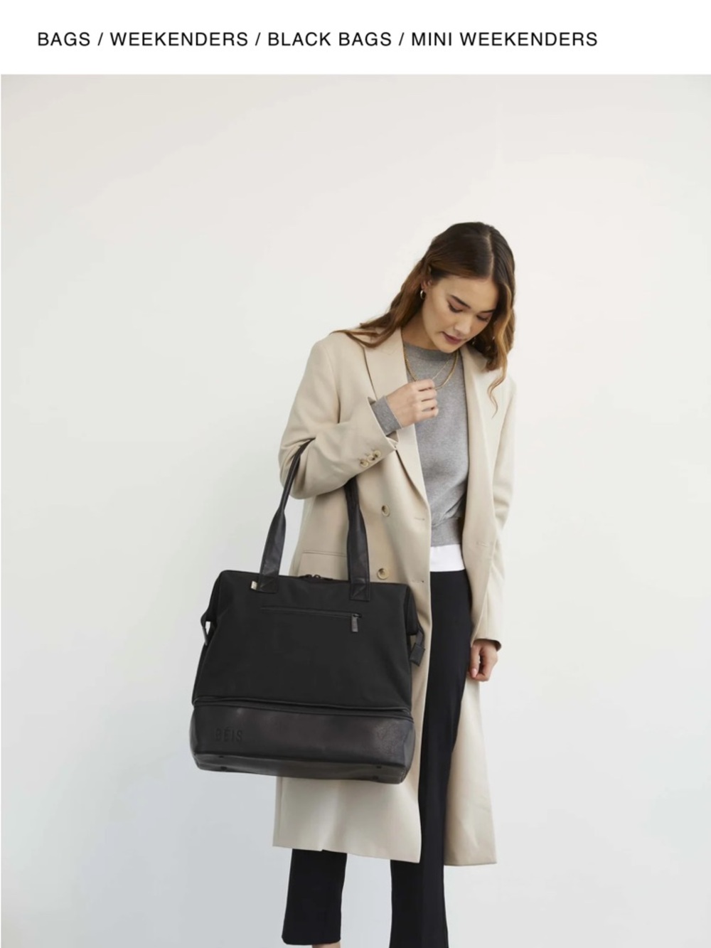 BEIS Black Mini Weekender Tote - Picture 4 of 5